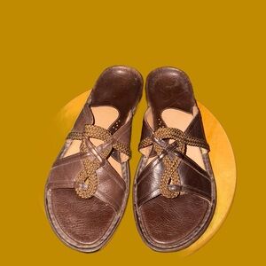 Clark’s Artisan Collection Brown Leather Sandals with Braided Detail